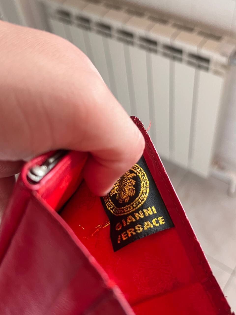 Gianni Versace Signature 1990's Vintage Red Leather Wallet Wallets