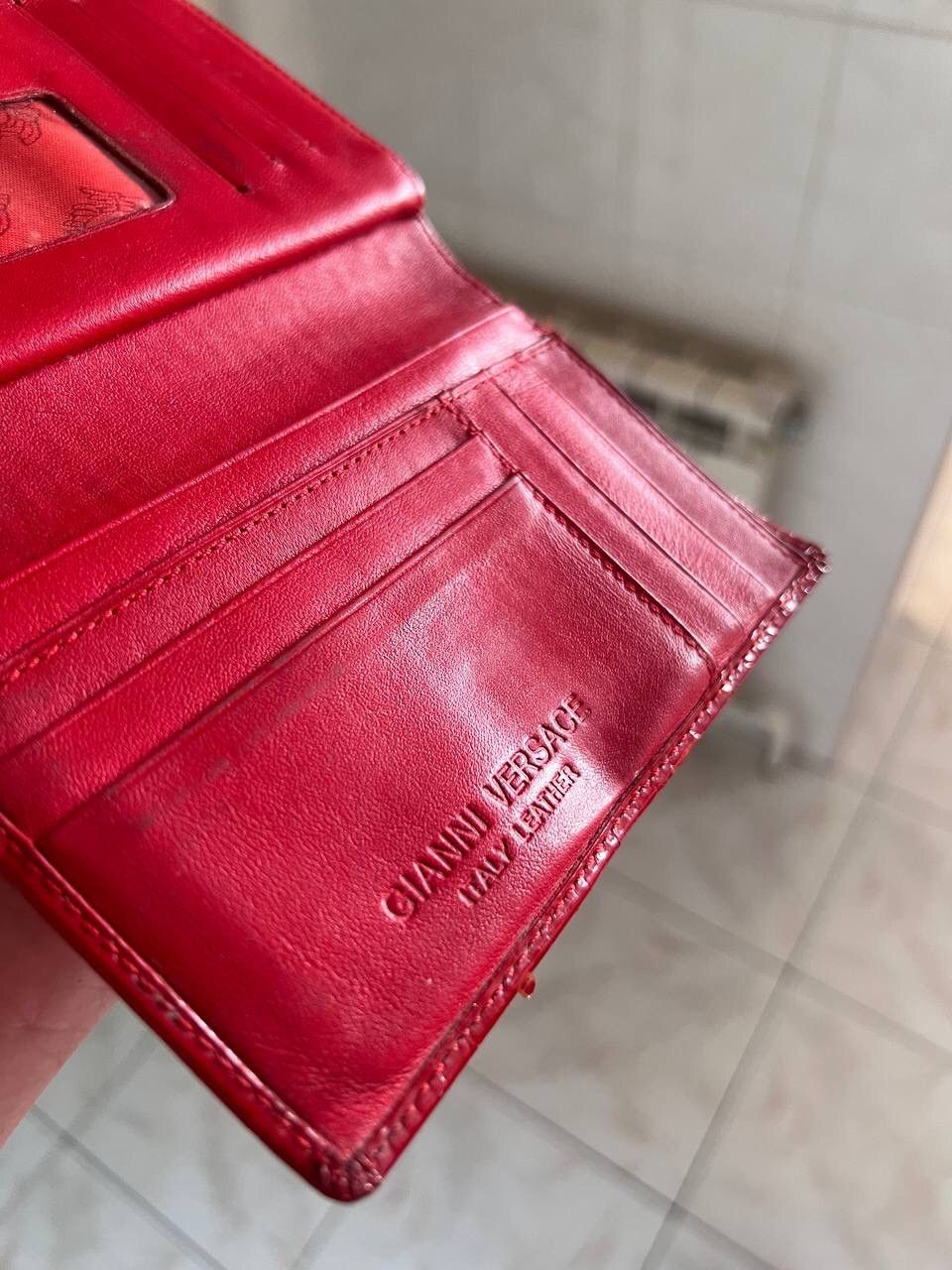 Gianni Versace Signature 1990's Vintage Red Leather Wallet Wallets