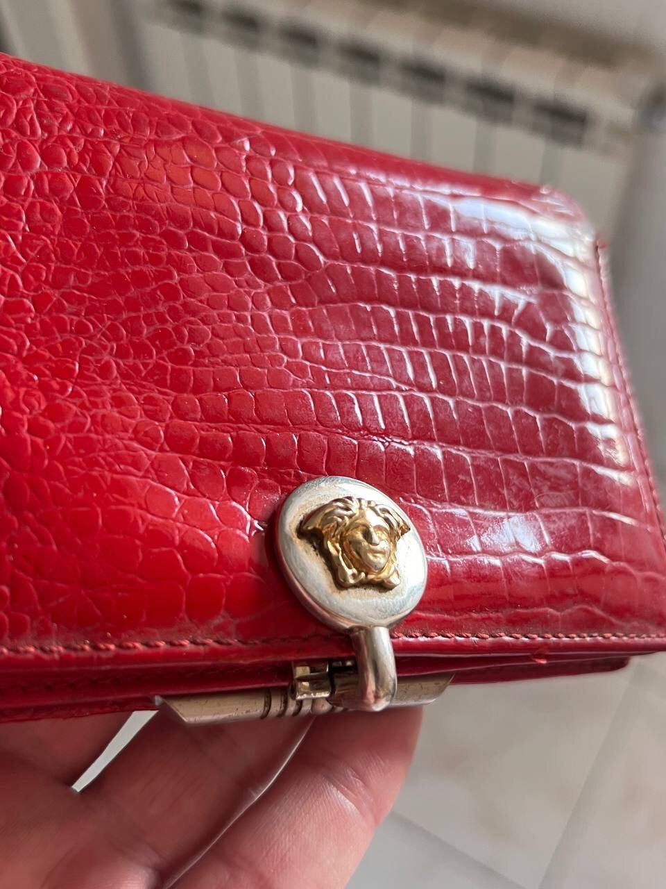 Gianni Versace Signature 1990's Vintage Red Leather Wallet Wallets