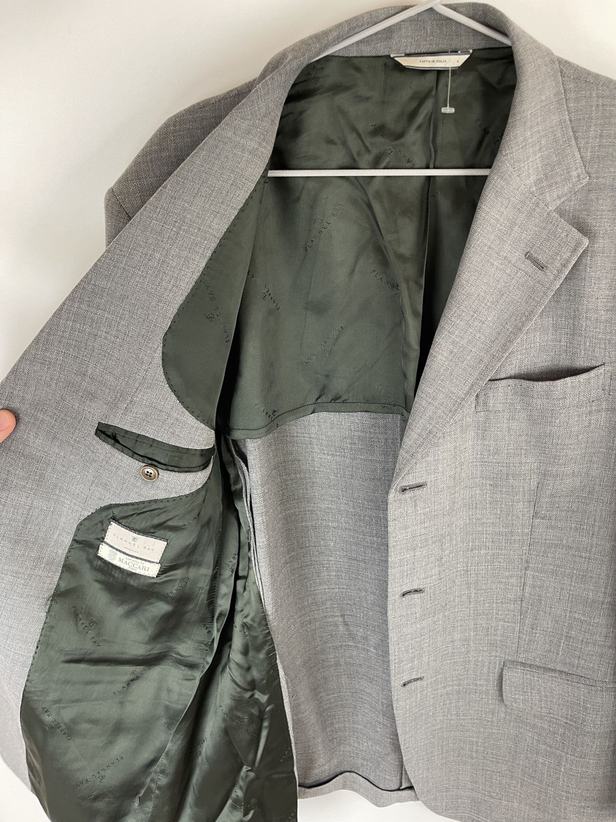 Other Flannel Bay Maccari silk linen wool unlined blazer jacket Size 42L - 14 Thumbnail