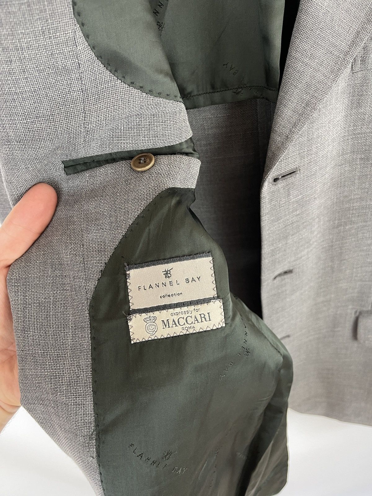 Other Flannel Bay Maccari silk linen wool unlined blazer jacket Size 42L - 15 Thumbnail