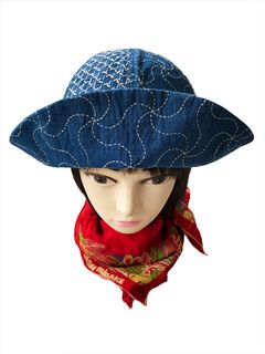 Japanese Indigo Dye Sashiko Reversible Handmade Fisherman Hat