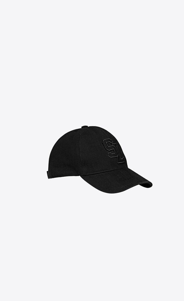 Saint Laurent Paris o1c11t2y0523 SL Baseball Cap in Cotton Canvas in Black Size ONE SIZE - 3 Thumbnail