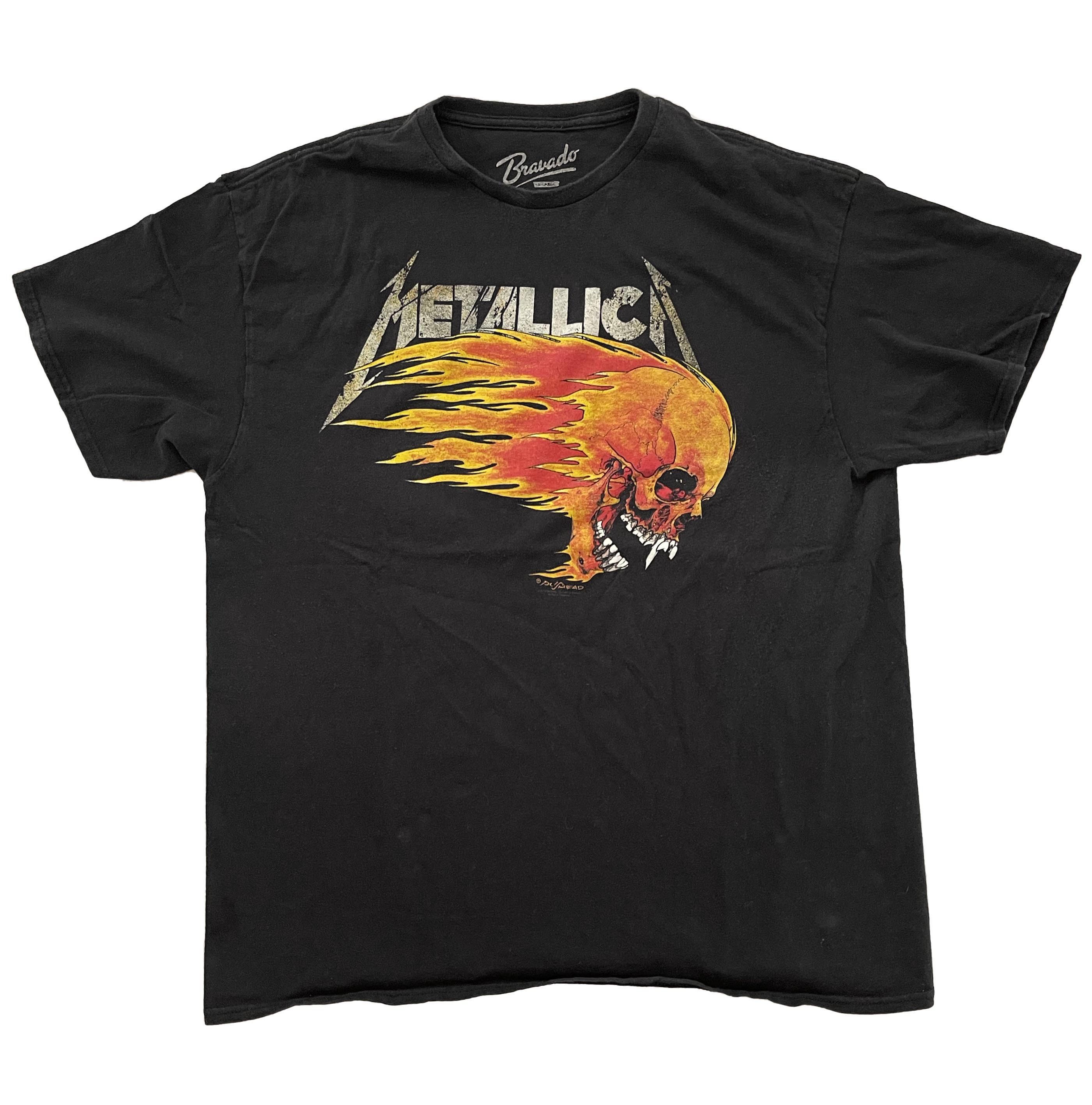 T-shirt Vintage Metallica Pushead 1994 - Crâne En Flammes, Cœur, Fleur - Taille L