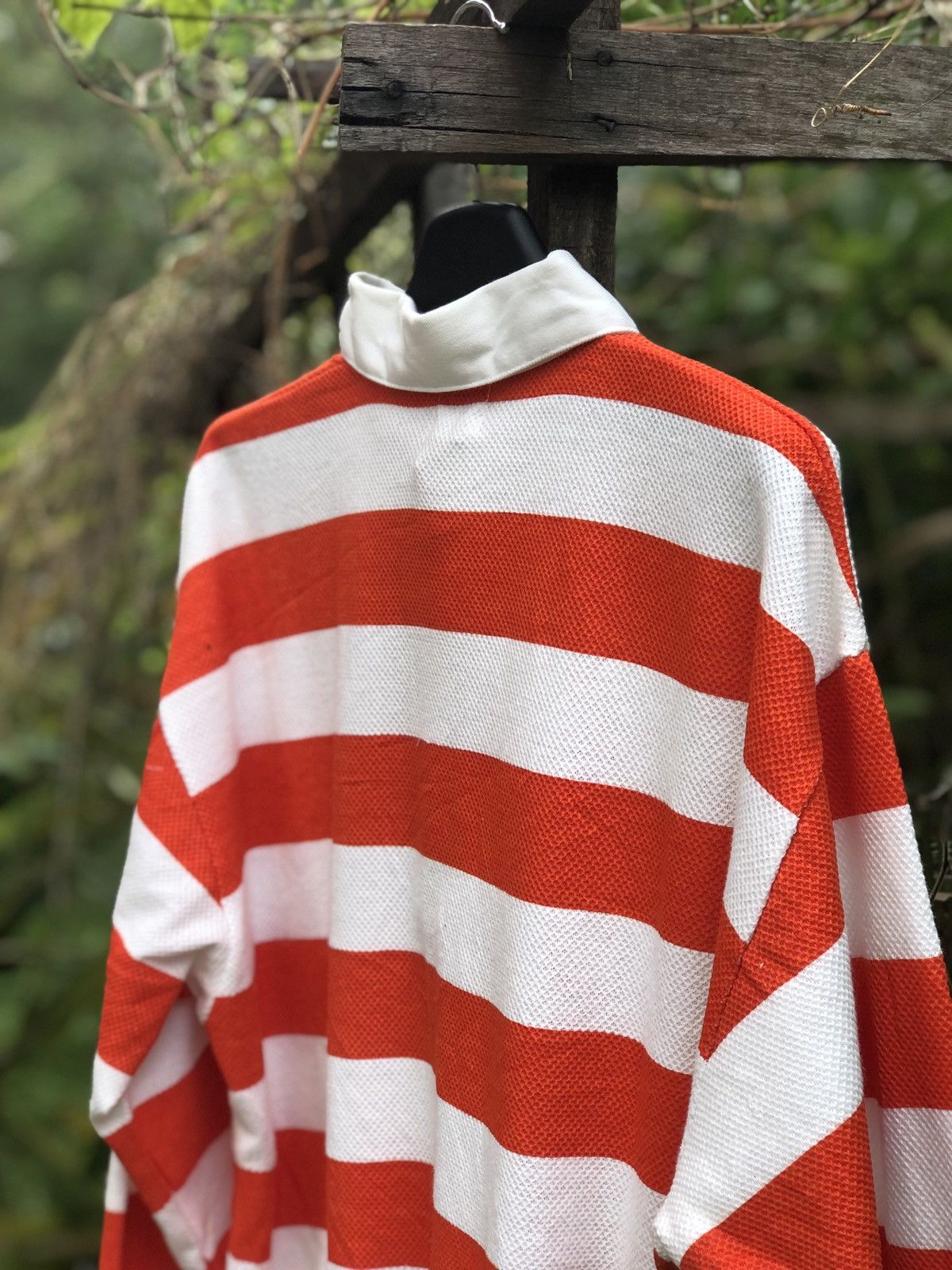 Japanese Brand Vintage 90's Polo Shirt Orange Striped Pullover Size US L / EU 52-54 / 3 - 5 Thumbnail