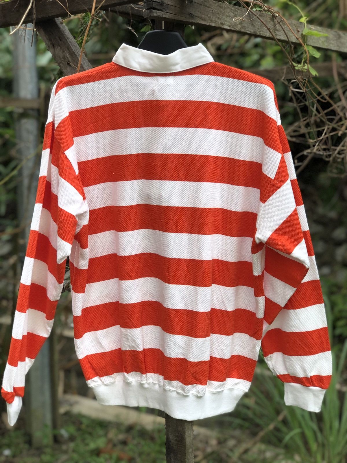 Japanese Brand Vintage 90's Polo Shirt Orange Striped Pullover Size US L / EU 52-54 / 3 - 4 Thumbnail