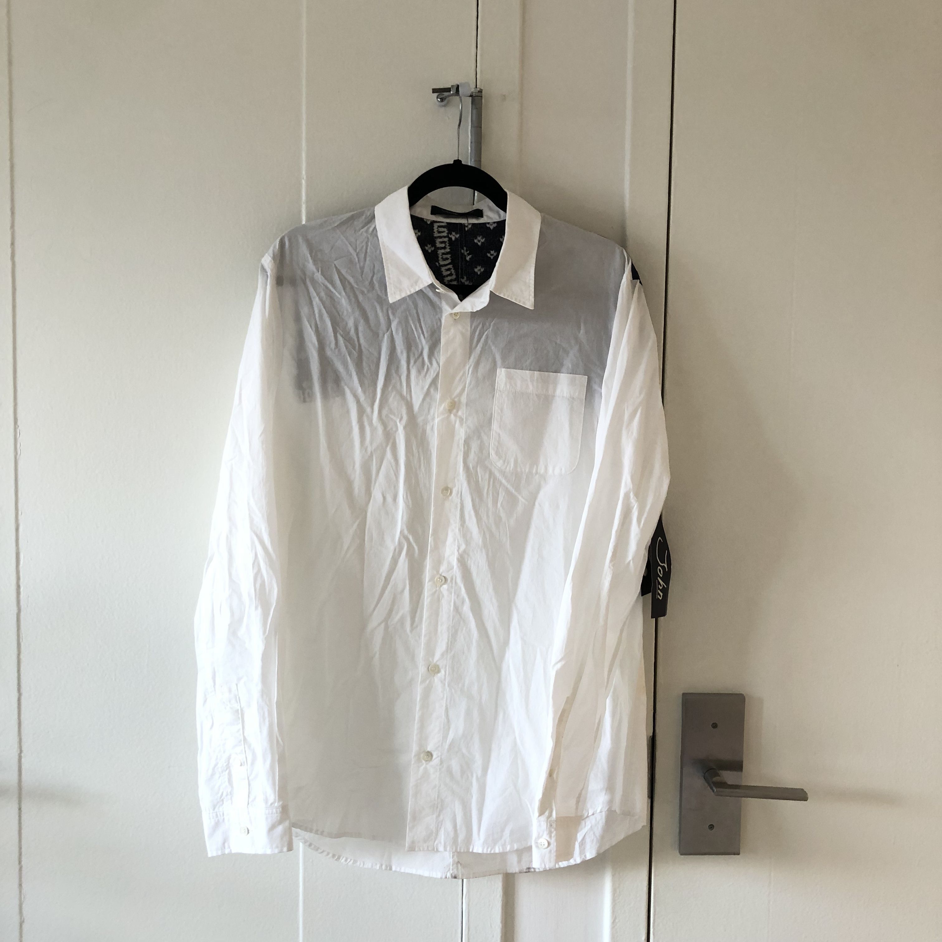 image of White in John Undercover Paisley Button Up, Men's (Size Large)