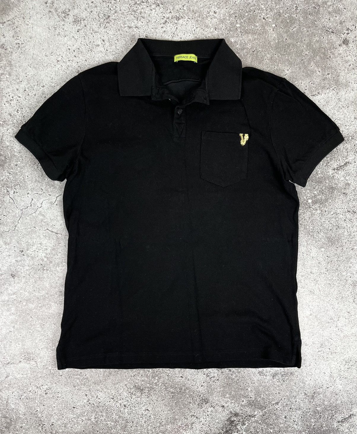 Versace Jeans Couture Versace Jeans Black Gold Logo Cotton Polo Shirt Size US M / EU 48-50 / 2 - 2 Thumbnail