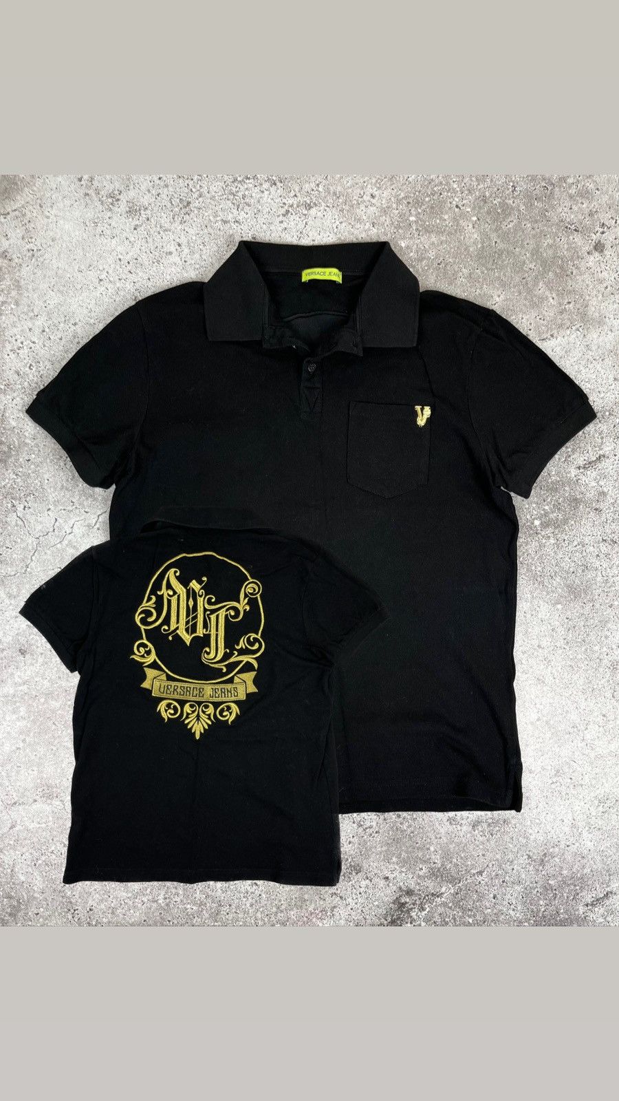 Versace Jeans Couture Versace Jeans Black Gold Logo Cotton Polo Shirt Size US M / EU 48-50 / 2 - 1 Thumbnail