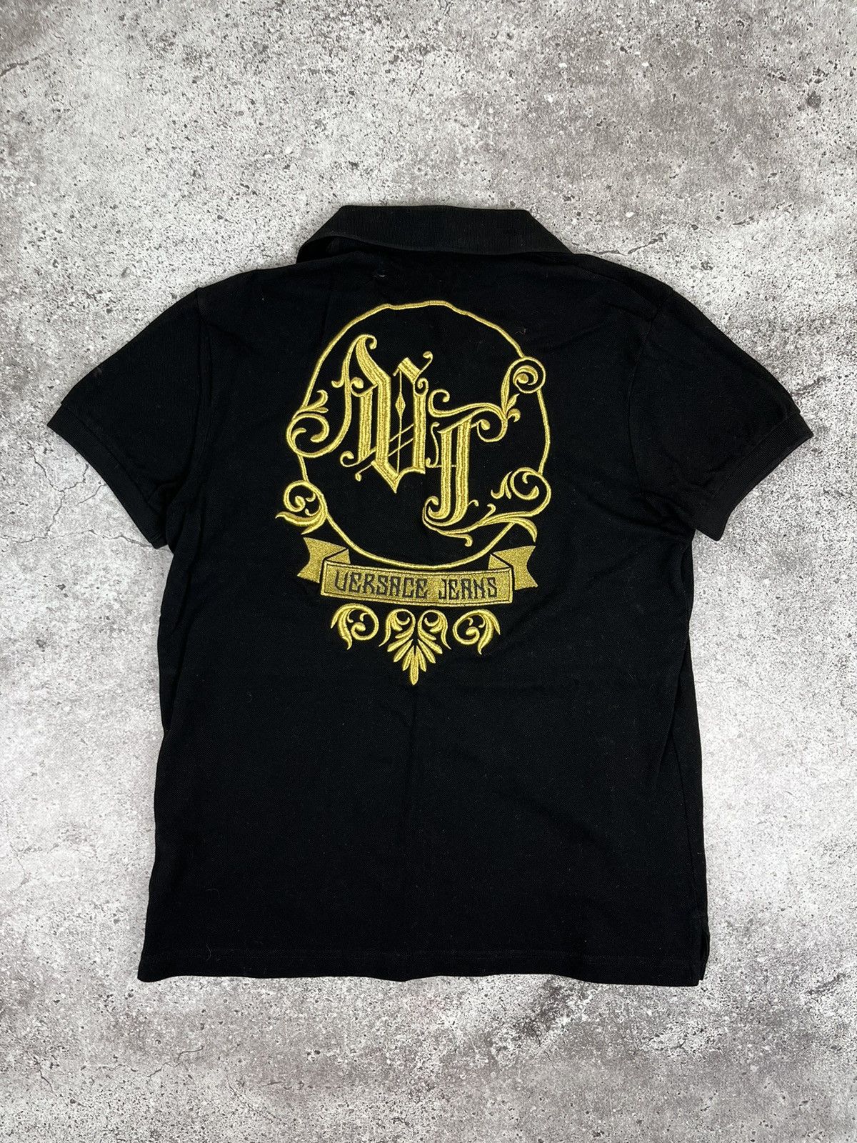 Versace Jeans Couture Versace Jeans Black Gold Logo Cotton Polo Shirt Size US M / EU 48-50 / 2 - 3 Thumbnail