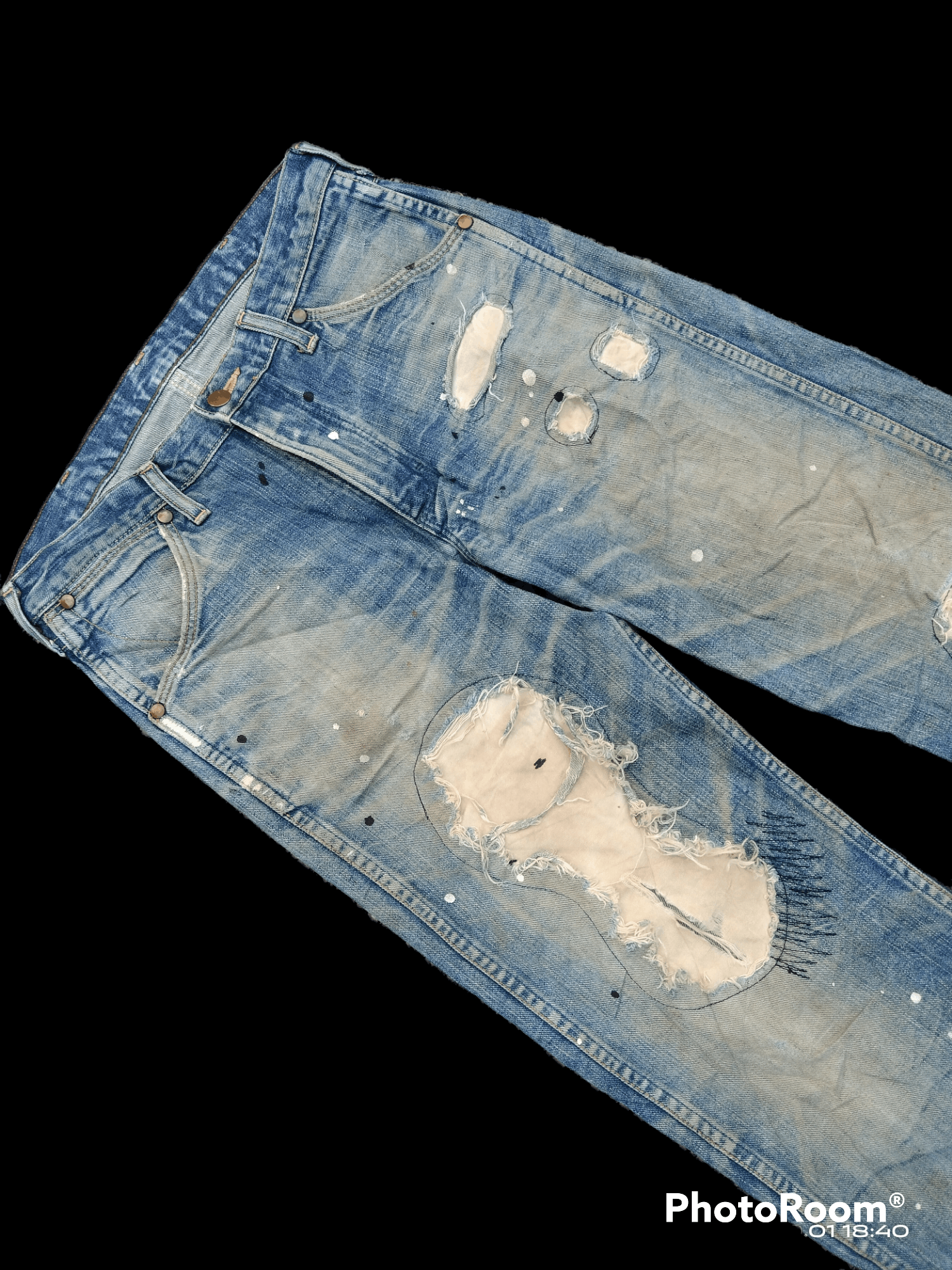 Wrangler SUPER SICK⚡DiSTRESSED PACTHWORK WRANGLER MADE IN 🎌 Size US 30 / EU 46 - 3 Thumbnail