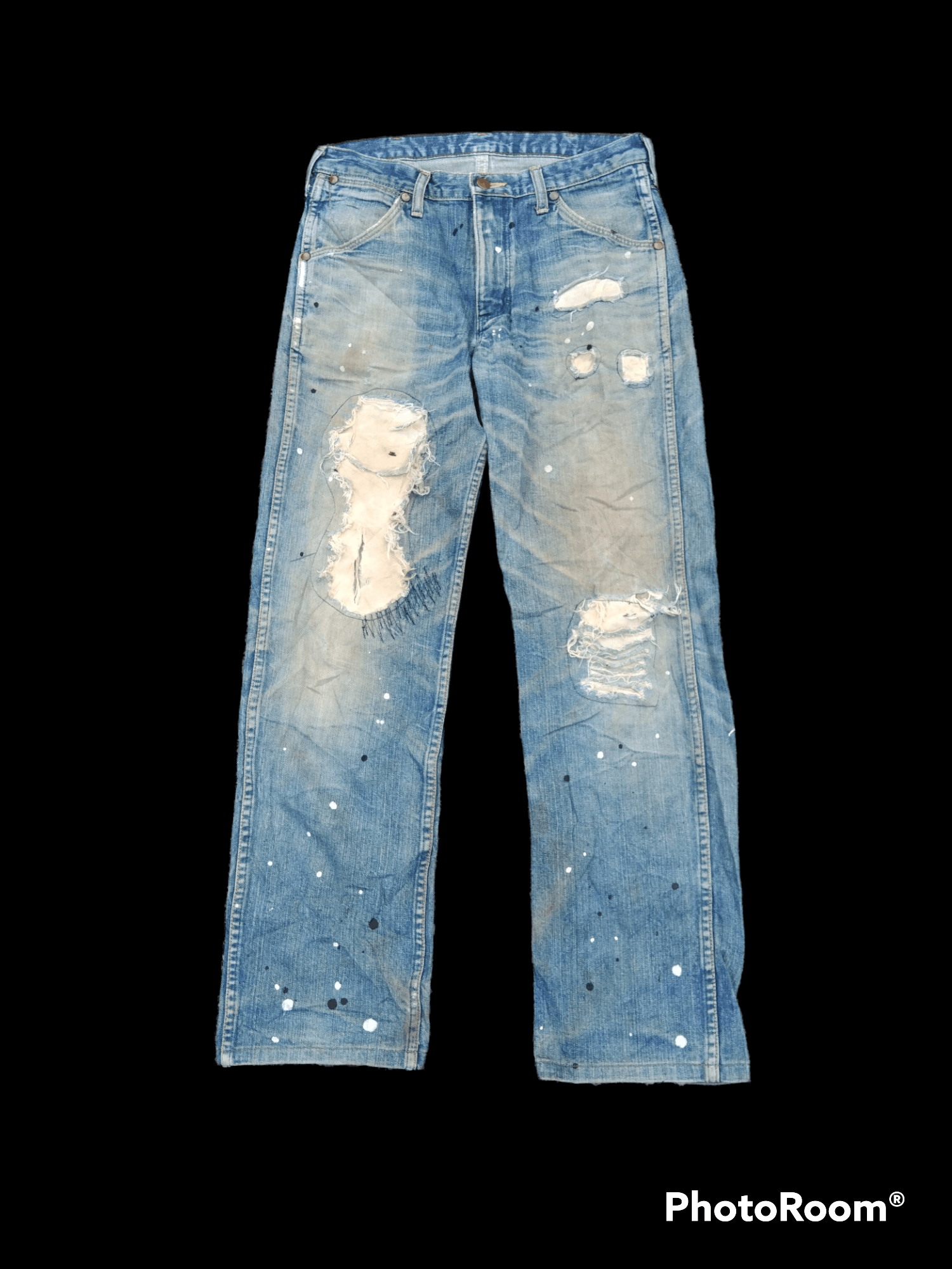 image of Distressed Denim x Hysteric Glamour Super Sickdistressed Pacthwork Wrangler Made In in Blue Distres