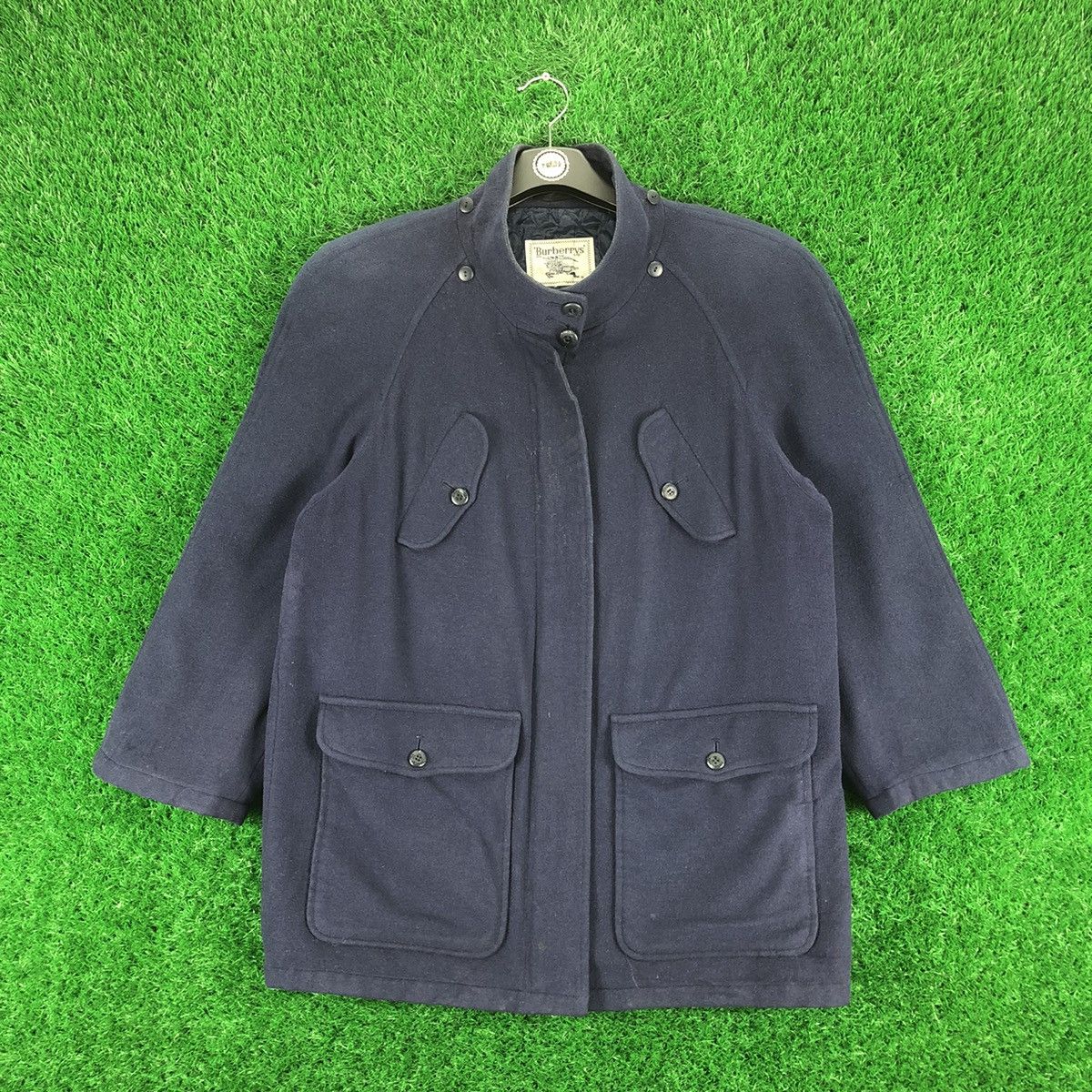 Vintage 90's Burberrys Wool Zipper Coat Jacket Quilted Nylon