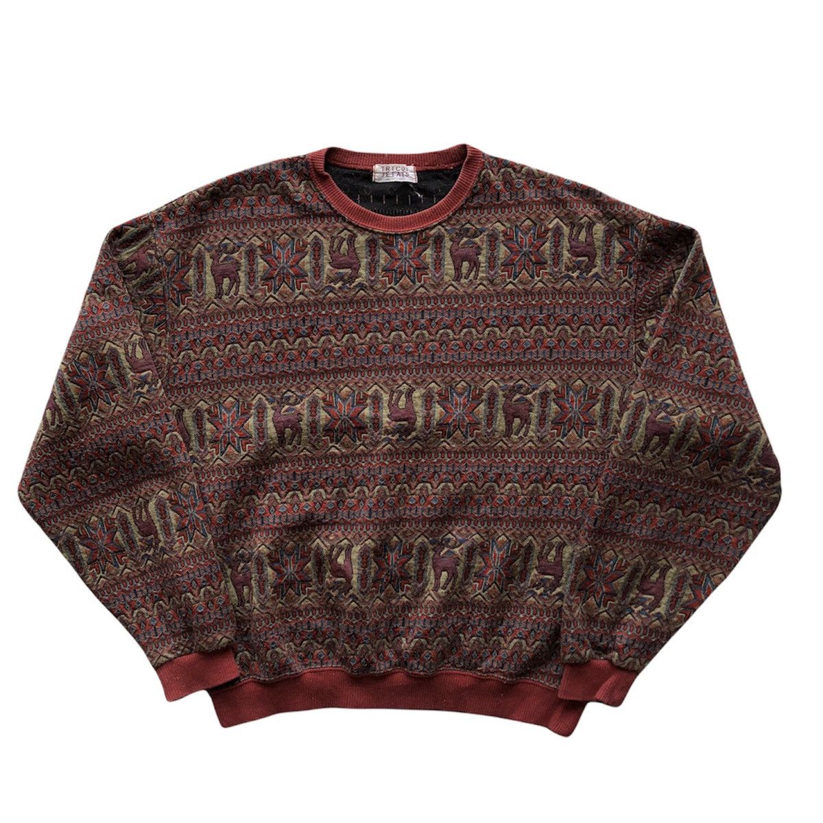 Japanese Brand Vintage 80's Sweatshirt Native 3D Textured by Tricot Jetais Size US S / EU 44-46 / 1 - 1 Thumbnail