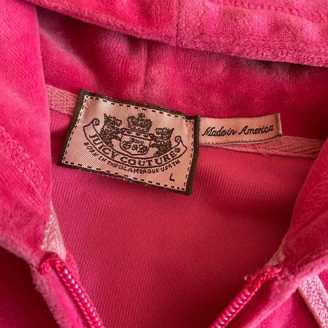Juicy Couture × Vintage Y2K Juicy Couture Vintage Velour Pink Glam Zip Hoodie Size L / US 10 / IT 46 - 6 Thumbnail