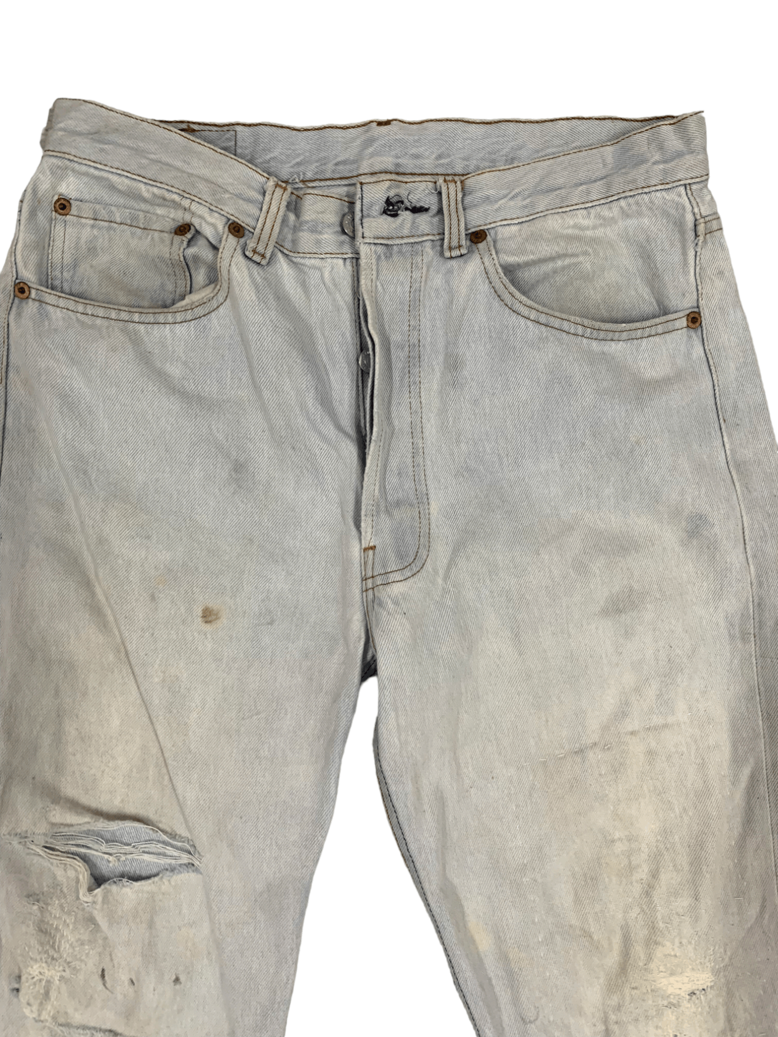 Levi's Vintage 90s Levis 501 Distressed Ripped Jeans 30x29 Size US 30 / EU 46 - 6 Thumbnail