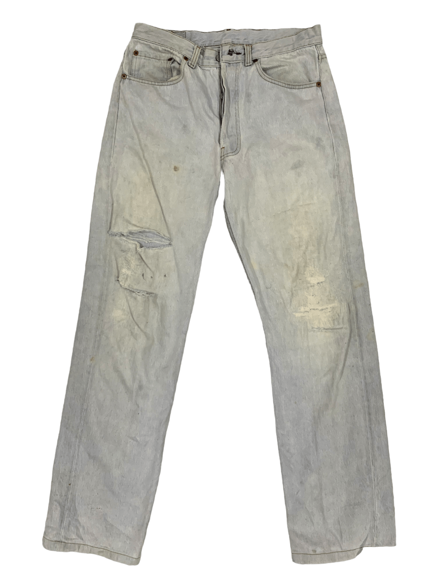 Levi's Vintage 90s Levis 501 Distressed Ripped Jeans 30x29 Size US 30 / EU 46 - 1 Thumbnail