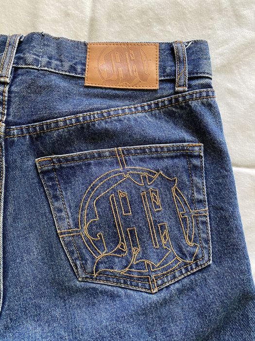 Menace Embossed Target Logo Denim Jeans | Grailed