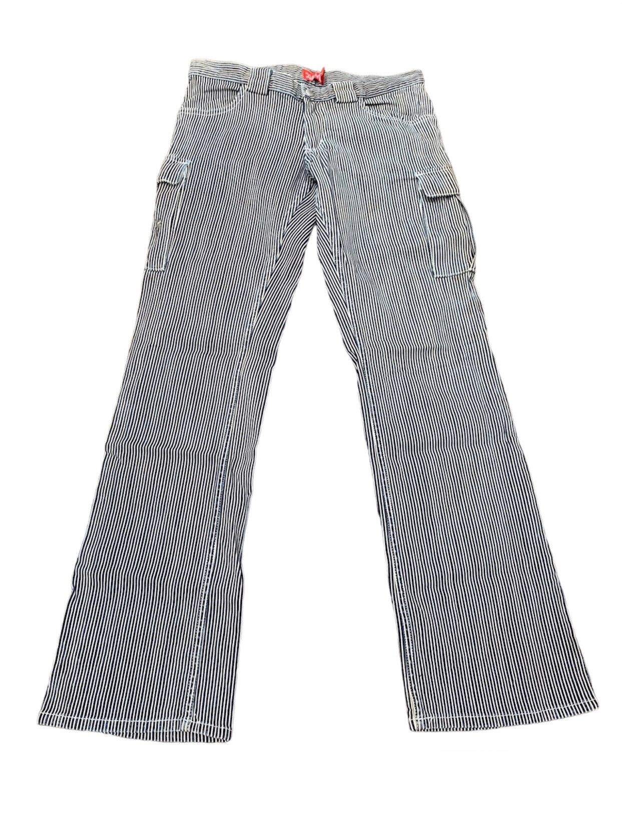 If Six Was Nine Vintage XGirl Hickory Stripe Flared Cargo Jeans Size US 30 / EU 46 - 1 Thumbnail