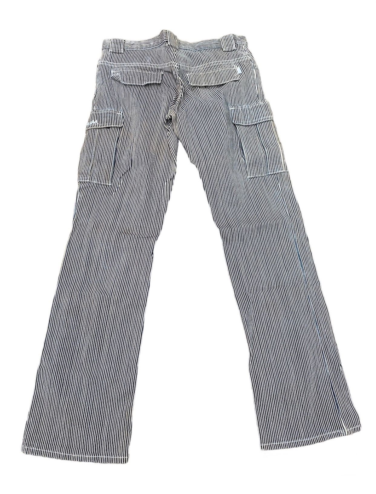 If Six Was Nine Vintage XGirl Hickory Stripe Flared Cargo Jeans Size US 30 / EU 46 - 2 Thumbnail