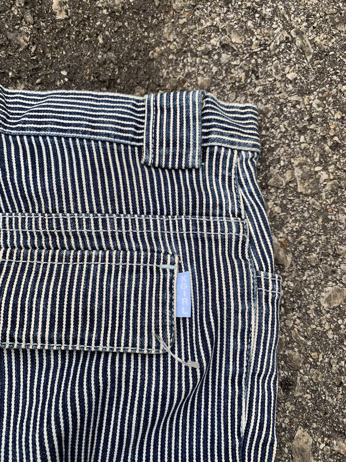 If Six Was Nine Vintage XGirl Hickory Stripe Flared Cargo Jeans Size US 30 / EU 46 - 10 Thumbnail
