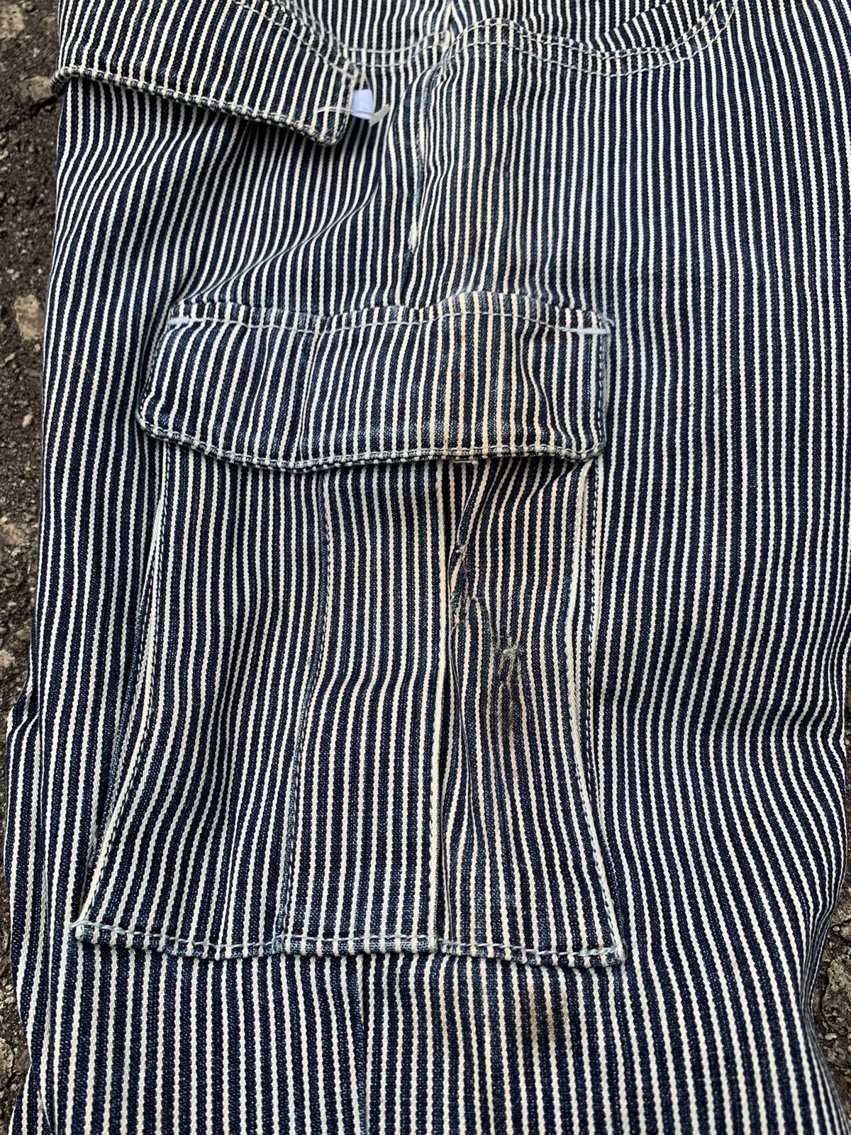If Six Was Nine Vintage XGirl Hickory Stripe Flared Cargo Jeans Size US 30 / EU 46 - 11 Thumbnail