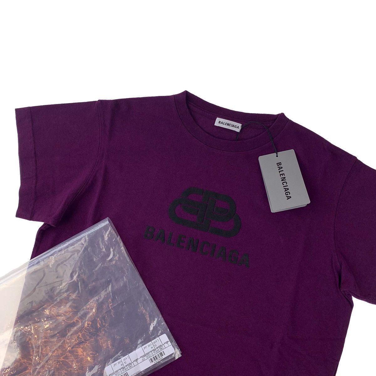 image of Balenciaga Bb Logo Violet & Black Women’S T Shirt in Purple, Women's (Size Medium)