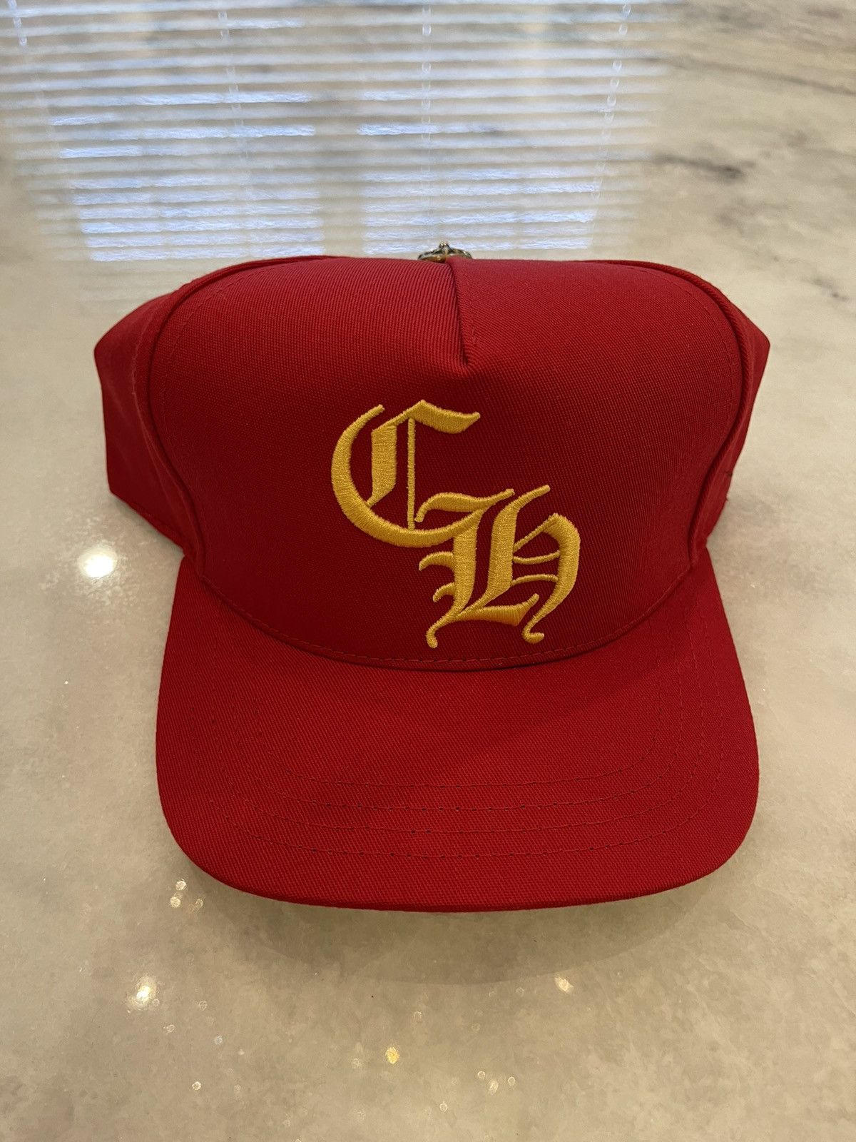 Chrome Hearts Chrome Hearts Red / Yellow CH Logo Baseball Snapback Hat ...