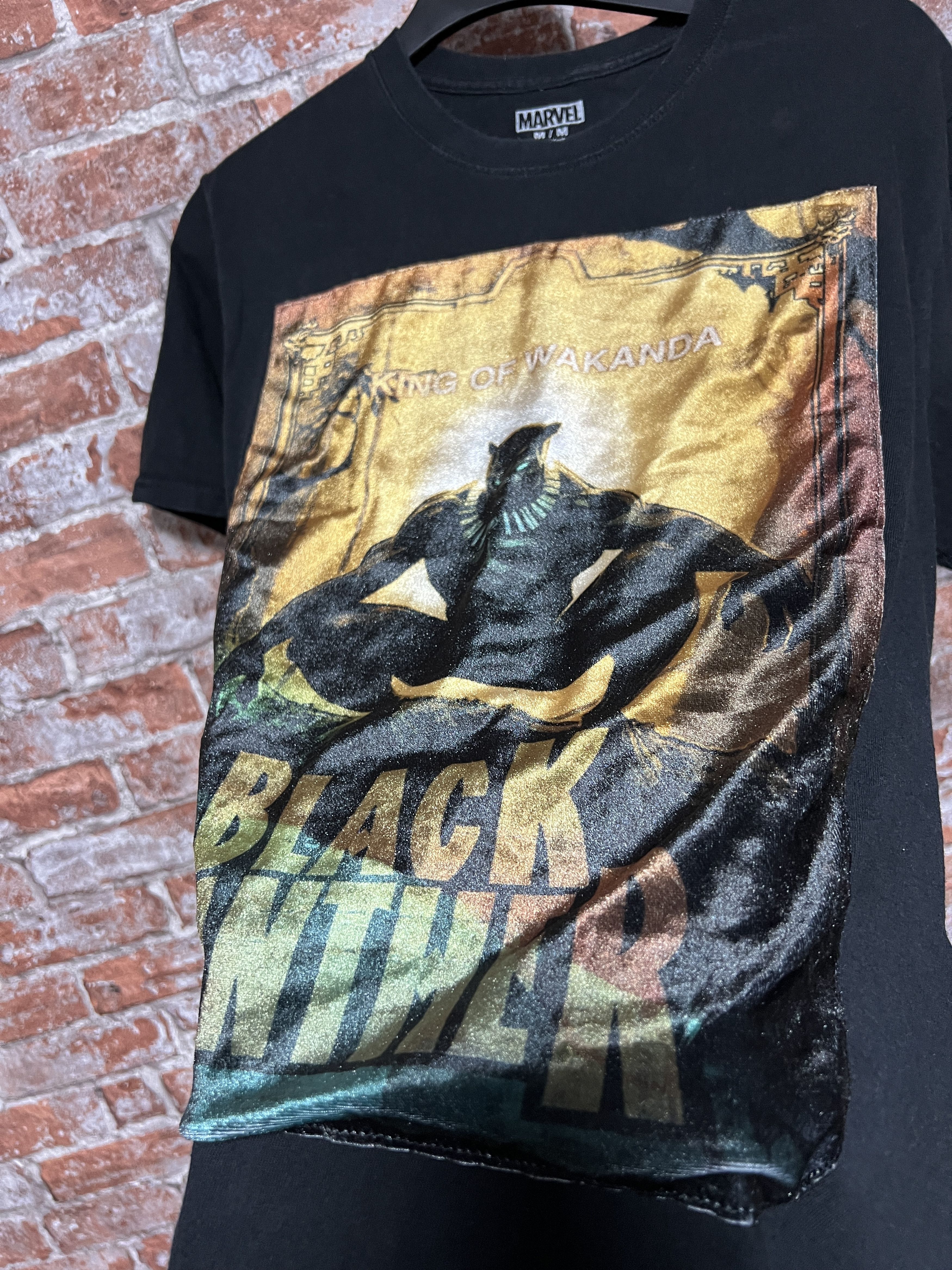 Vintage Vintage 2000s Black Panther Marvel Wakanda Movie T-shirt Size US M / EU 48-50 / 2 - 11 Thumbnail