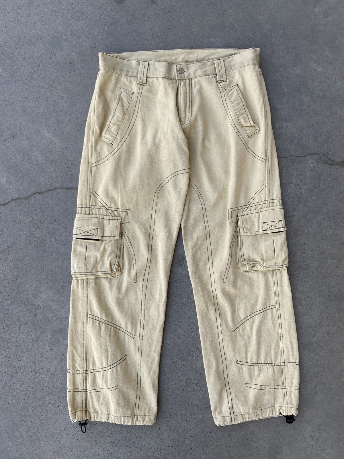 BLACK CARGO PANTS WITH DRAWSTRING Y2K VINTAGE STYLE