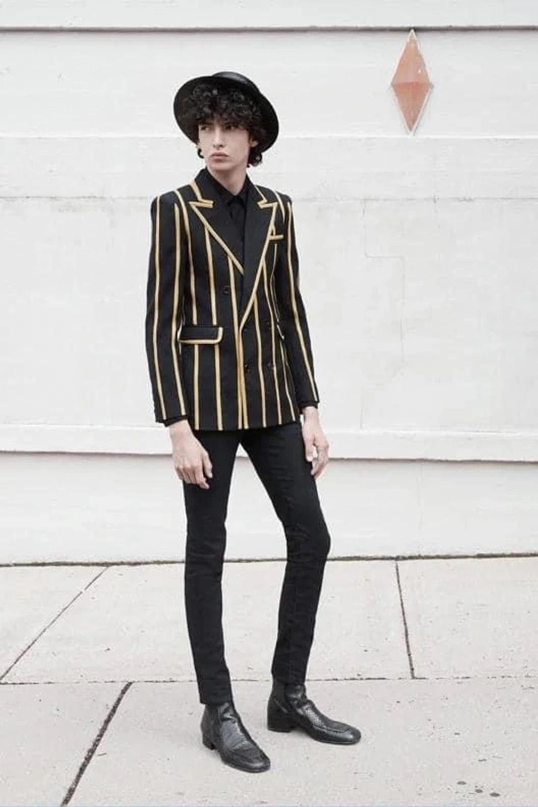 Image of Saint Laurent Paris Saint Laurent Ss19 Metallic Stripe Braided Jacket in Black, Men's (Size Small)