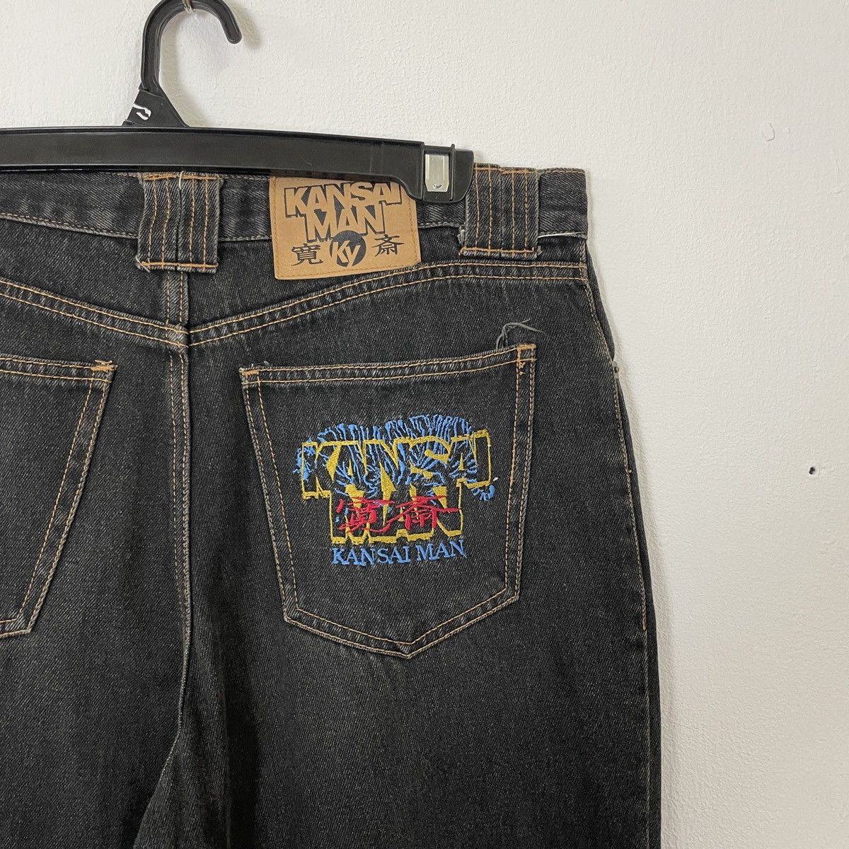 Japanese Brand Vintage Kansai Man By Kansai Yamamoto Embroidery Logo Denim Size US 33 - 2 Thumbnail