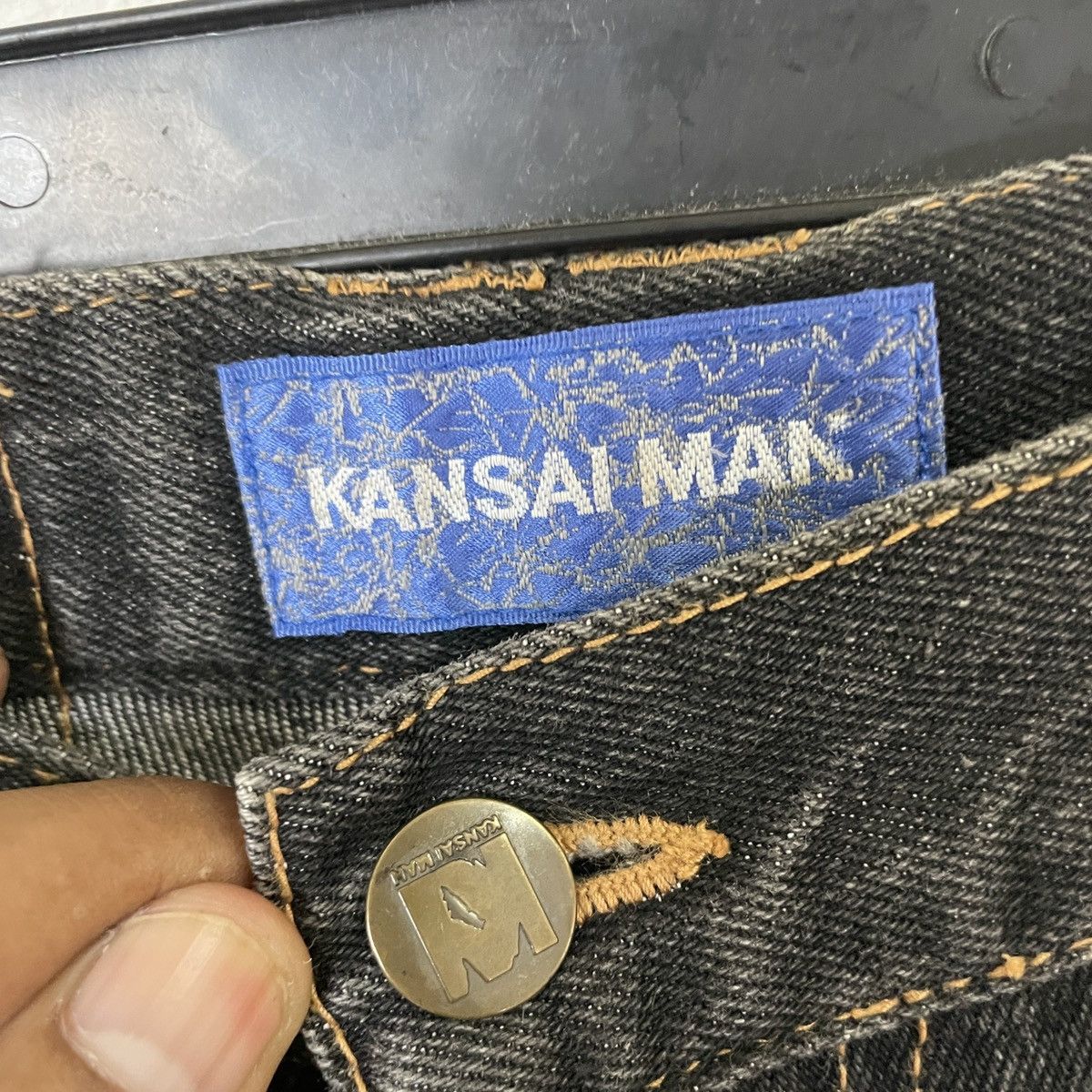 Japanese Brand Vintage Kansai Man By Kansai Yamamoto Embroidery Logo Denim Size US 33 - 9 Thumbnail