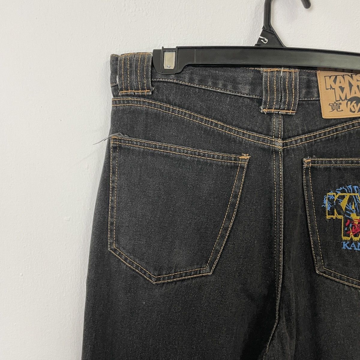 Japanese Brand Vintage Kansai Man By Kansai Yamamoto Embroidery Logo Denim Size US 33 - 3 Thumbnail