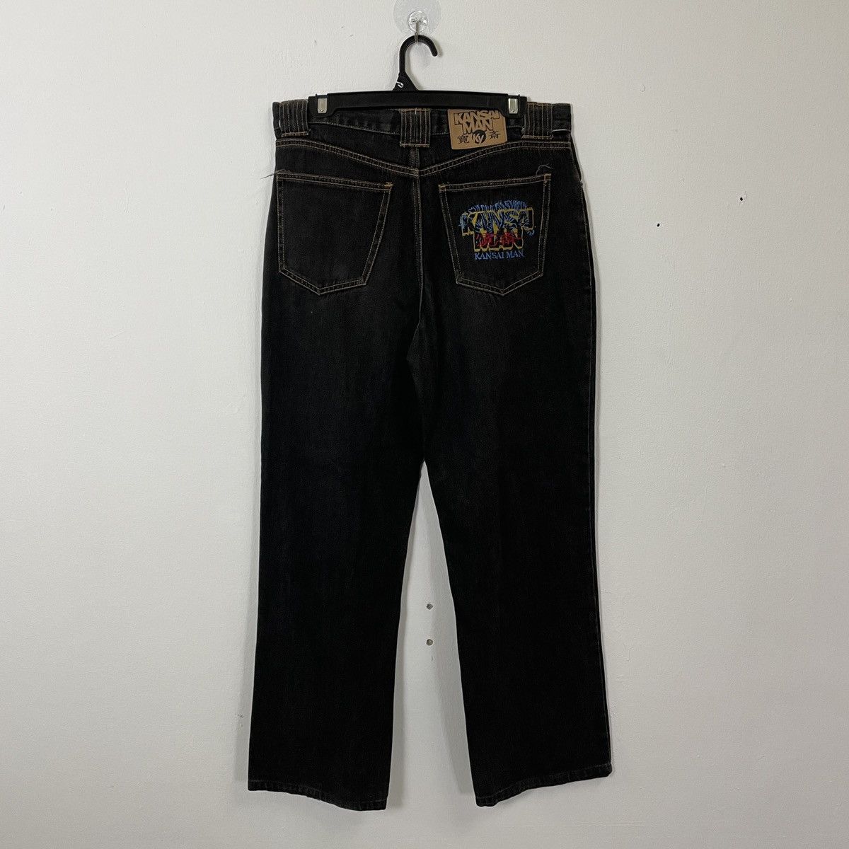 image of Vintage Kansai Man By Kansai Yamamoto Embroidery Logo Denim in Black, Men's (Size 33)