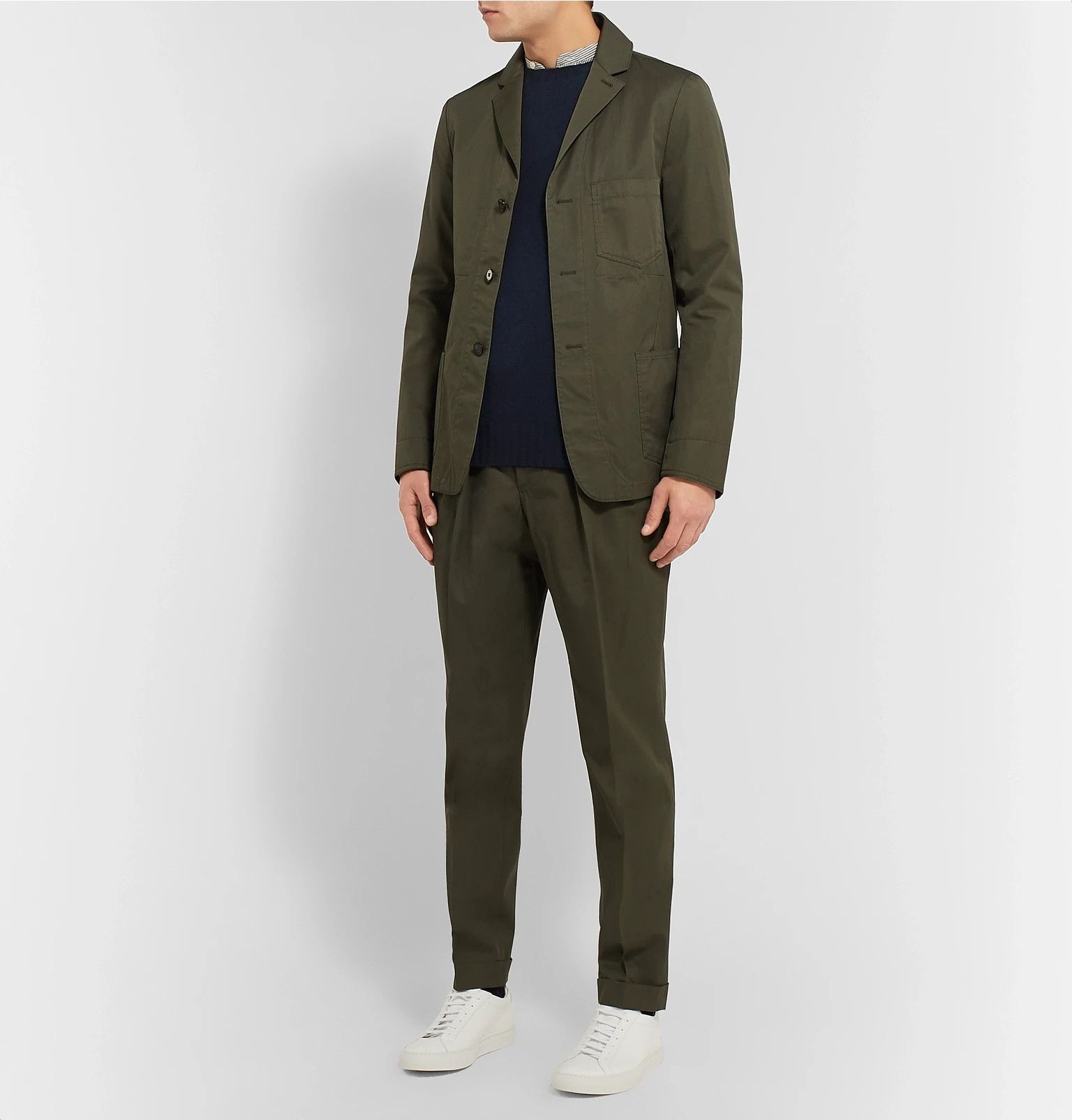 Officine Generale Officine Generale Unstructured Jacket - Olive Cotton Size US S / EU 44-46 / 1 - 1 Thumbnail