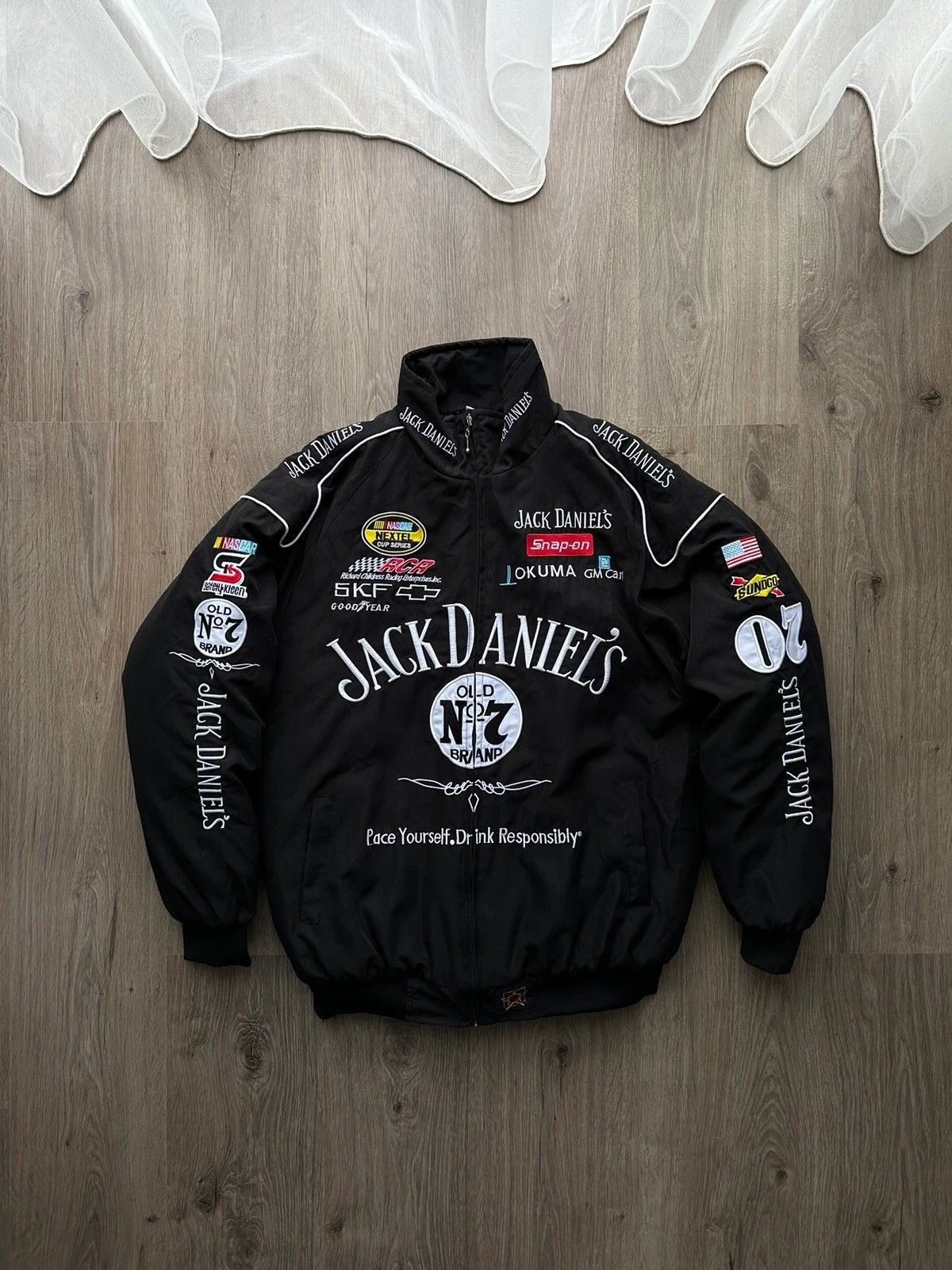 image of Vintage Jack Daniels Nascar Racing Jacket Black, Men's (Size Medium)
