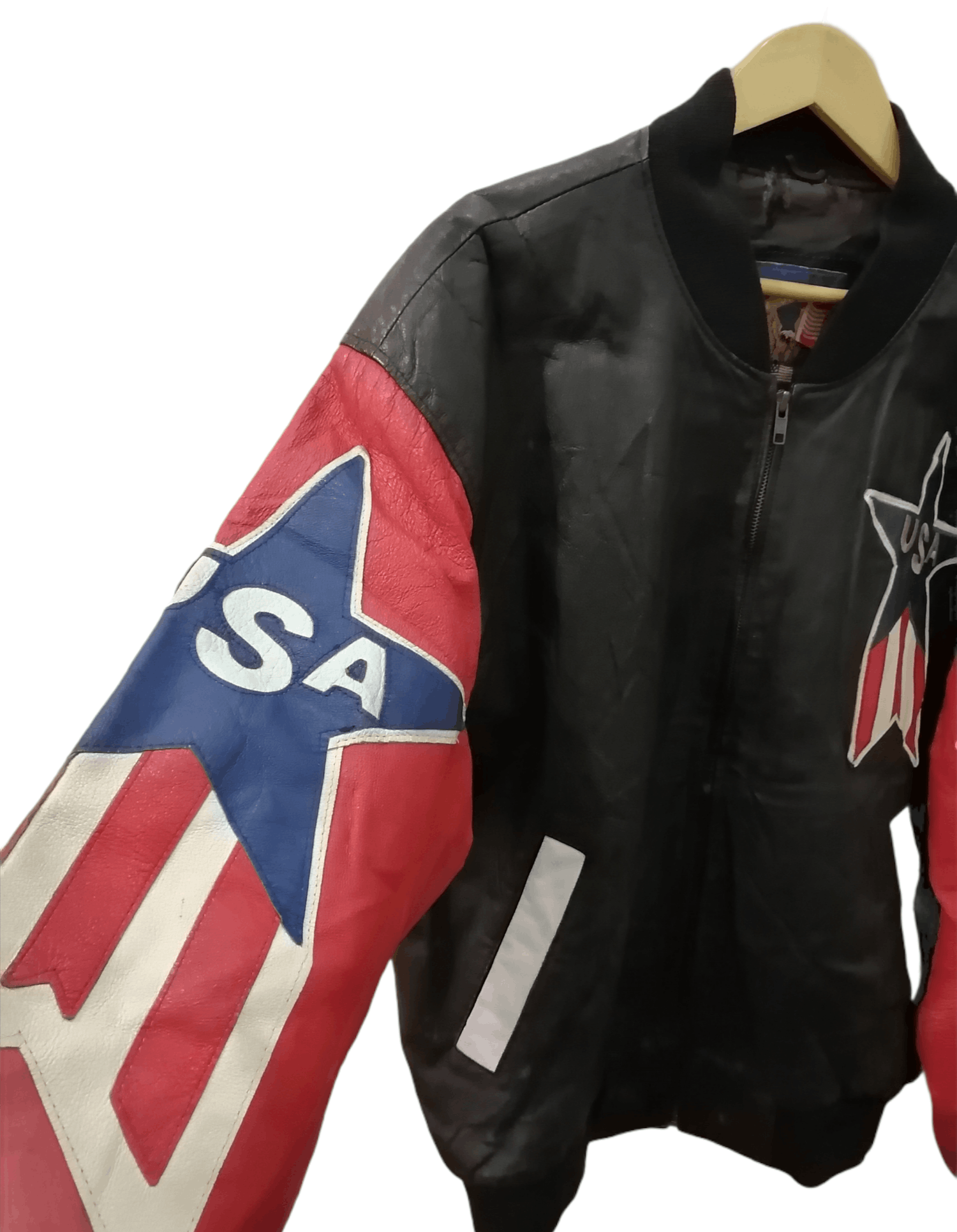Japanese Brand GIN URBAN Varsity Usa Patch Leather Jacket Size US M / EU 48-50 / 2 - 3 Thumbnail