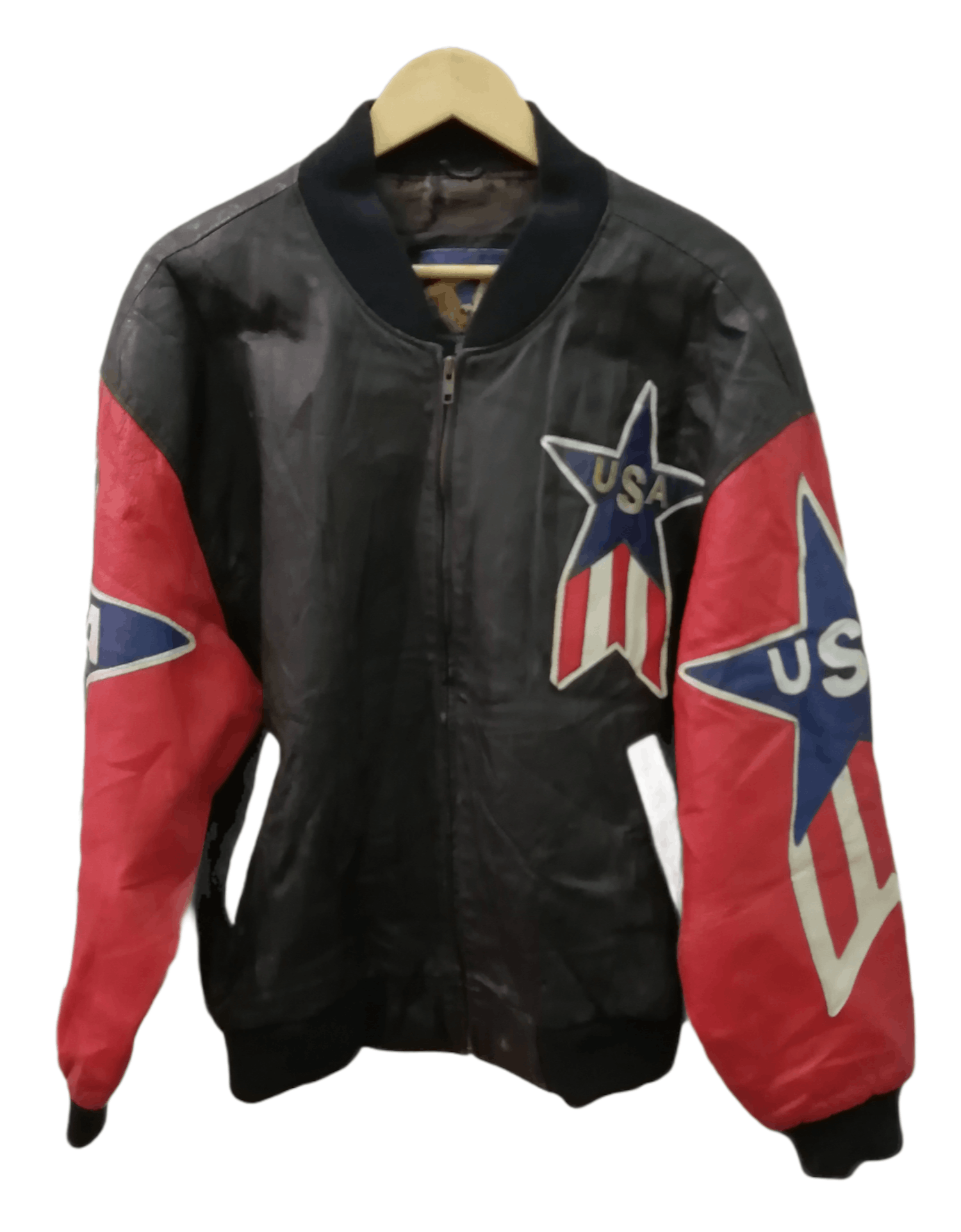 Japanese Brand GIN URBAN Varsity Usa Patch Leather Jacket Size US M / EU 48-50 / 2 - 2 Thumbnail