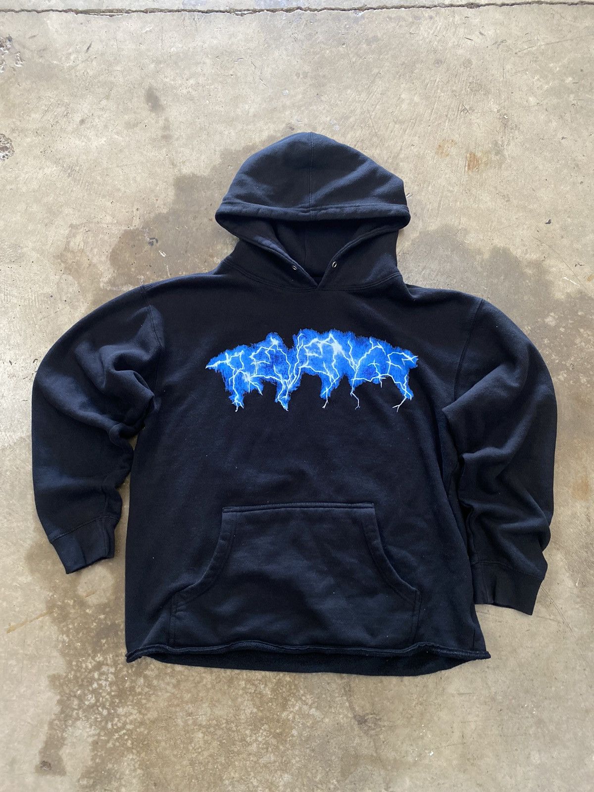 Made In Usa Revenge Vintage Revenge Blue Lightning Spellout Hoodie Grailed
