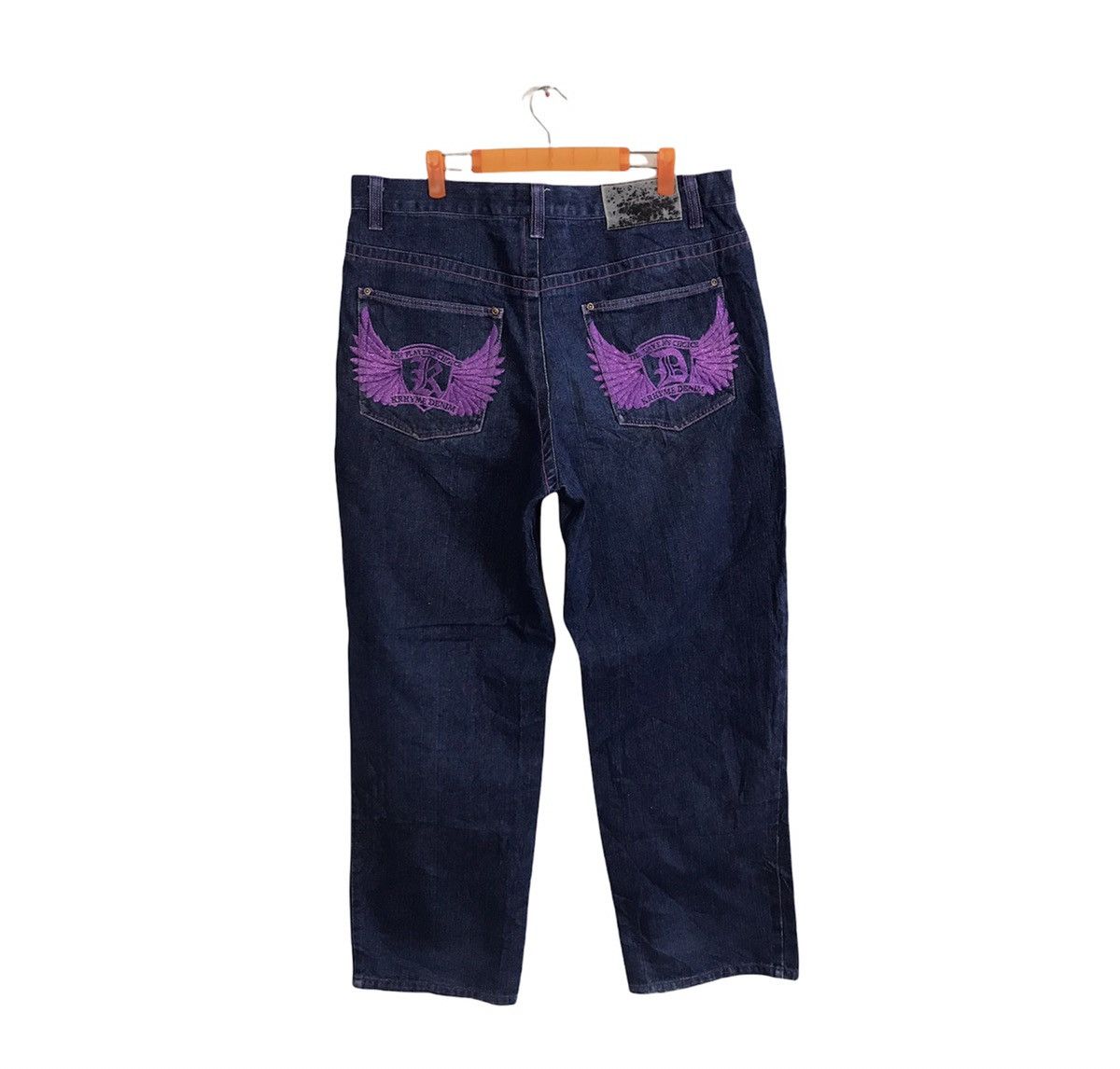 Japanese Brand × Vintage Avalanche Krhyme Denim Straight Cut Embroidery Wing Logo Size US 36 / EU 52 - 1 Thumbnail