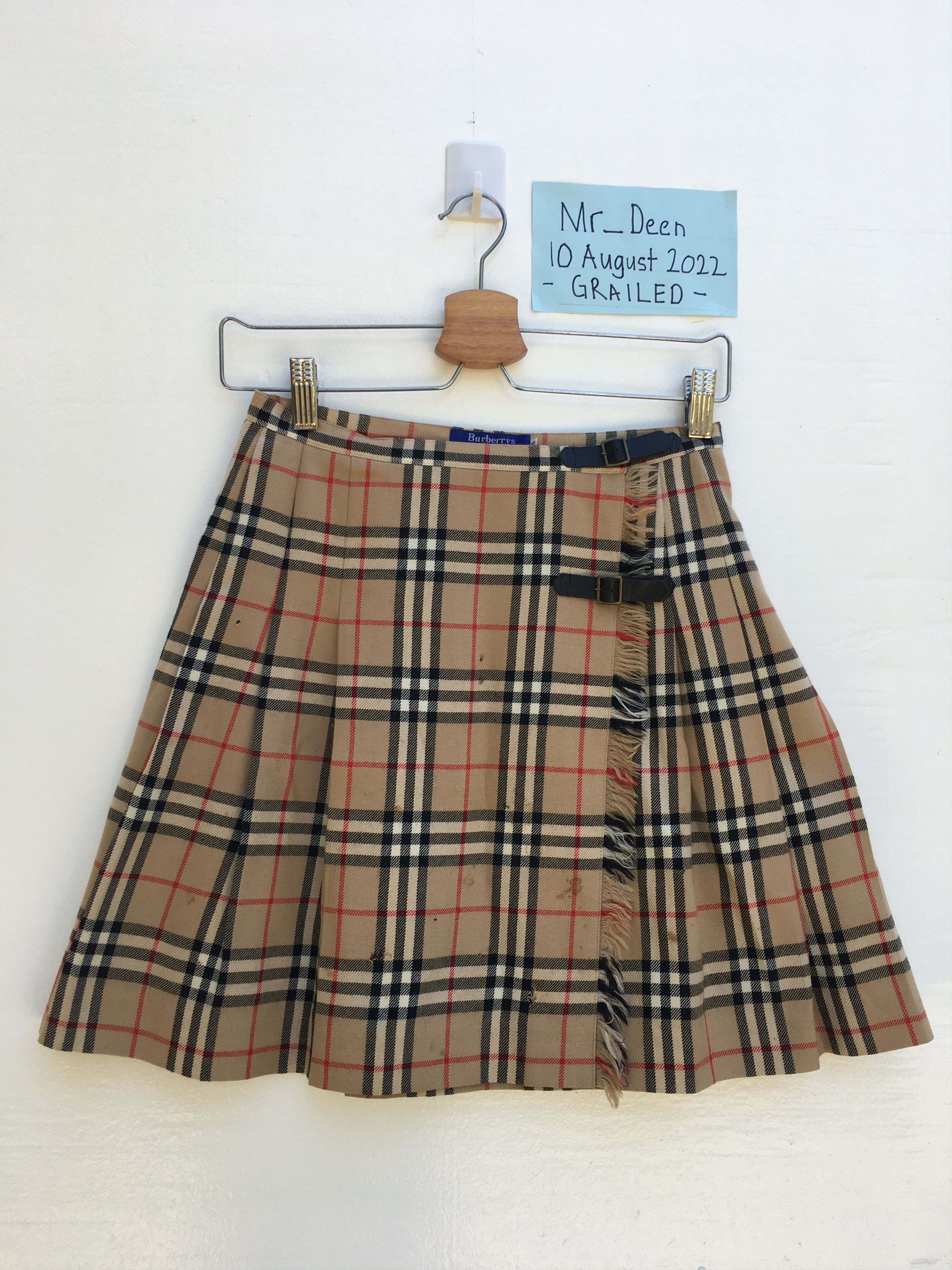 image of Burberry Checkered Mini Skirt in Brown, Women's (Size 24)