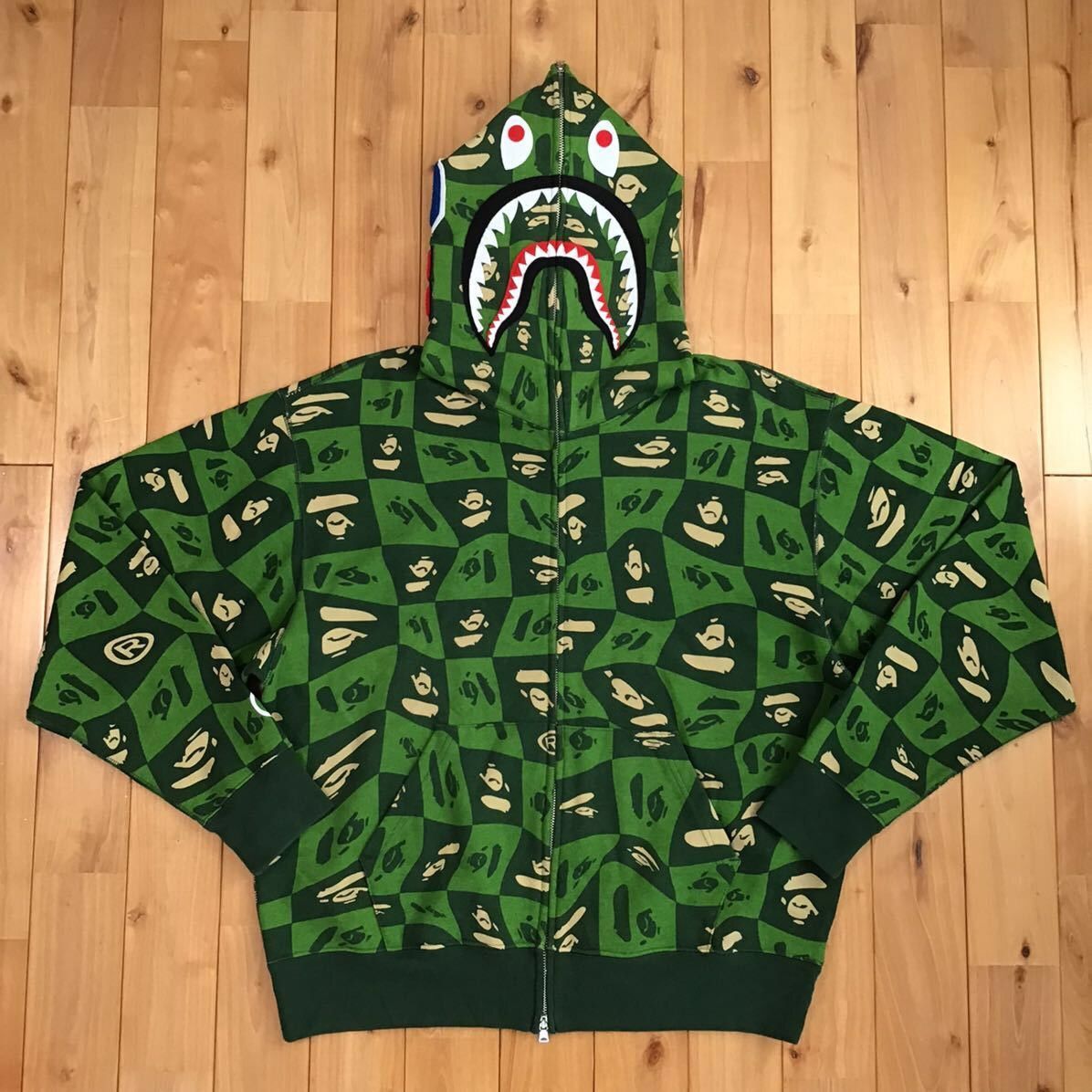 Bape BAPE FACE logo shark full zip hoodie green a bathing ape Grailed