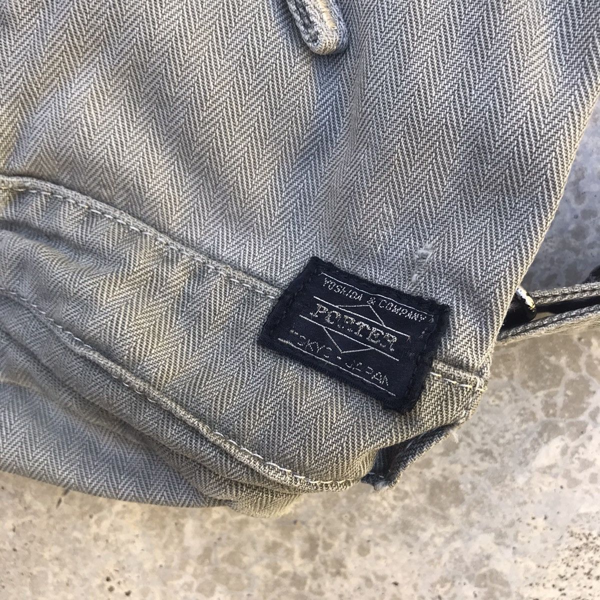 Porter × Porter Classic Faded Green Denim Drawstring Rucksack Bag Size ONE SIZE - 4 Thumbnail