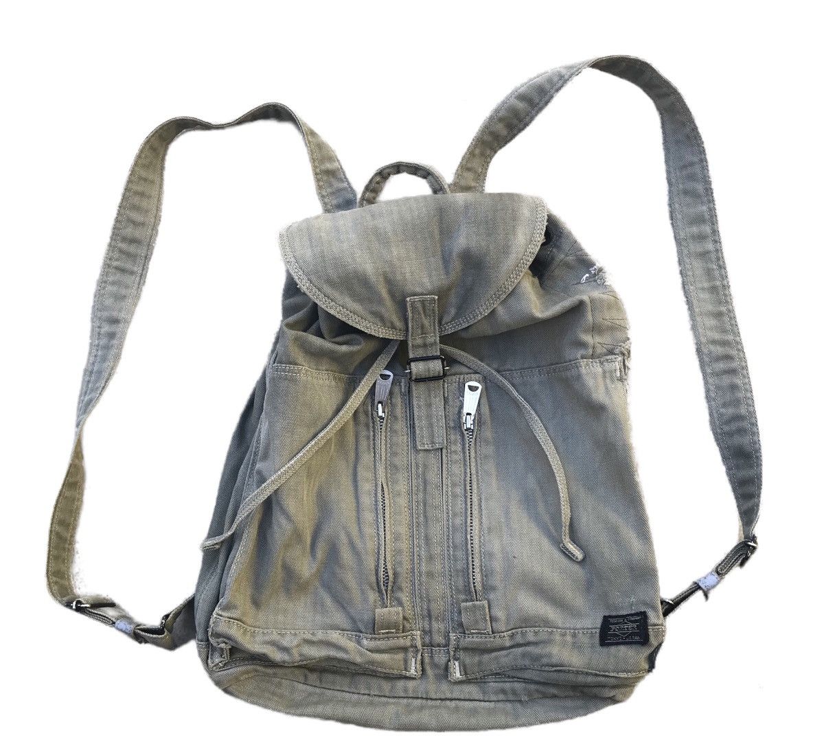 Porter × Porter Classic Faded Green Denim Drawstring Rucksack Bag Size ONE SIZE - 1 Thumbnail