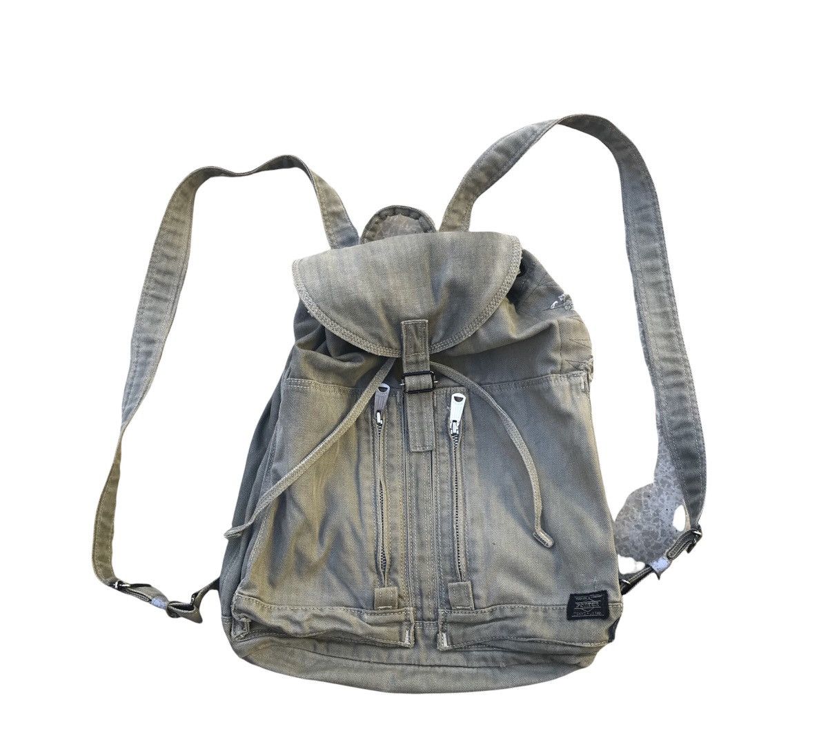 Porter × Porter Classic Faded Green Denim Drawstring Rucksack Bag Size ONE SIZE - 2 Thumbnail