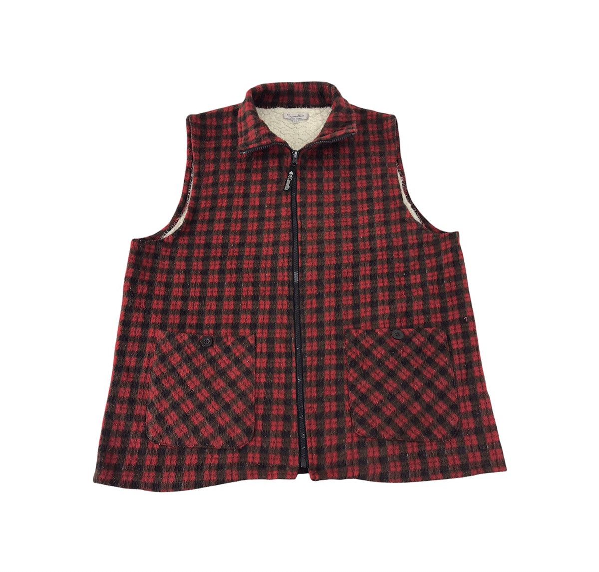 Japanese Brand × Vintage Camellia Vest Plaid Checked Insulated Wool Sherpa Inner Size US M / EU 48-50 / 2 - 1 Thumbnail