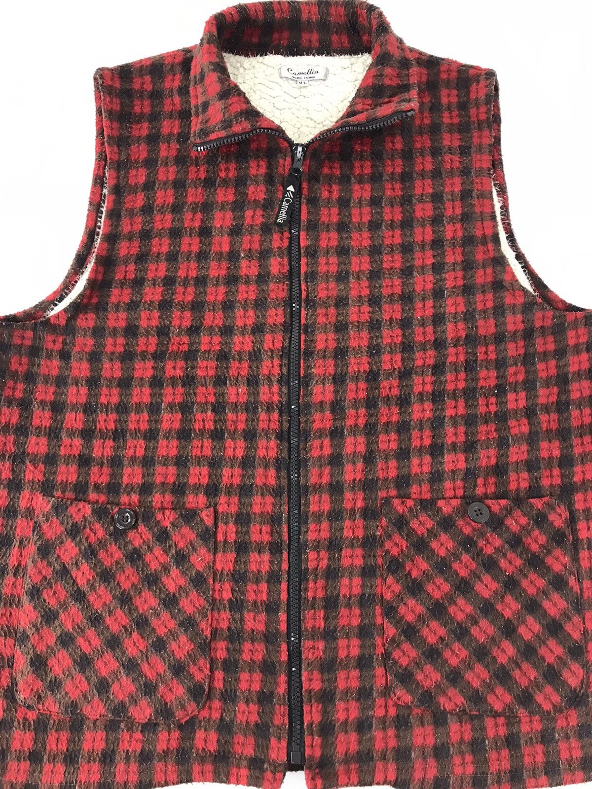 Japanese Brand × Vintage Camellia Vest Plaid Checked Insulated Wool Sherpa Inner Size US M / EU 48-50 / 2 - 3 Thumbnail