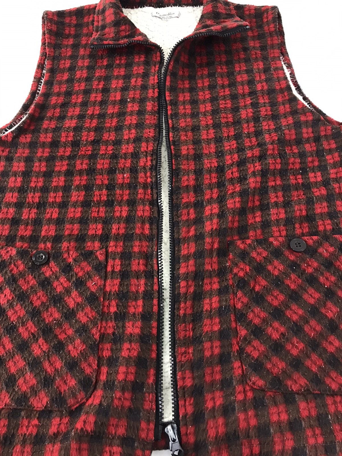 Japanese Brand × Vintage Camellia Vest Plaid Checked Insulated Wool Sherpa Inner Size US M / EU 48-50 / 2 - 4 Thumbnail