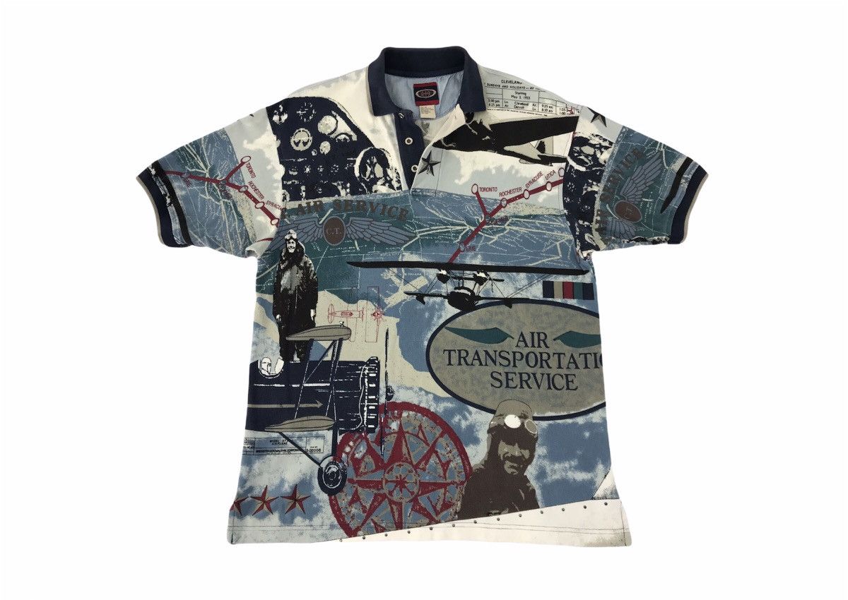 image of Vintage Ct Air Transportatic Service Full Print Design in Blue, Men's (Size Large)